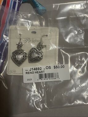 Brighton Silver Reno Heart Filigree Drop Earrings